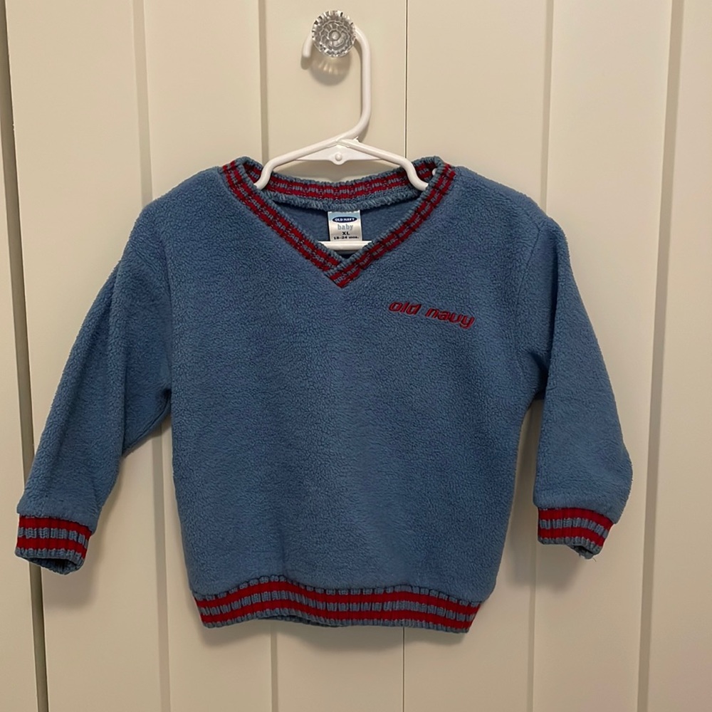 Vintage Baby Old Navy Blue V-Neck Pullover Sweatshirt Size 18-24 months